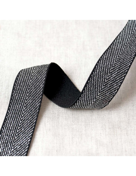 Metallic chevron elastic - Black and silver
