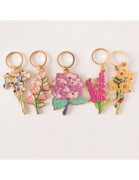 Set of 5 stitch marker rings - Spring Flowers