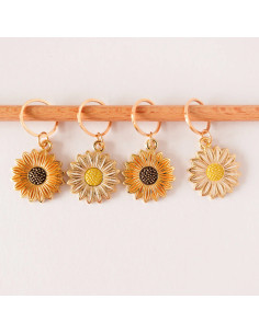 Set of 4 stitch markers - Sunflower