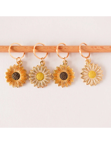 Set of 4 stitch markers - Sunflower