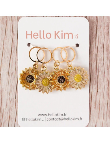 Set of 4 stitch markers - Sunflower