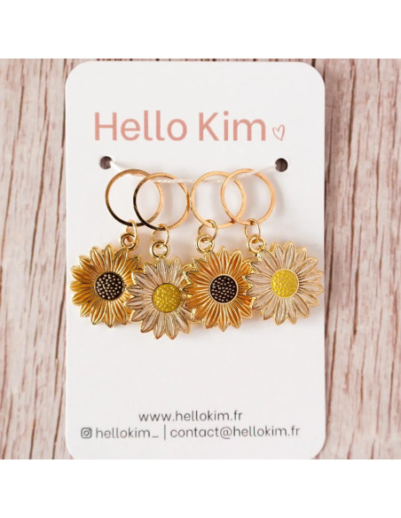 Set of 4 stitch markers - Sunflower