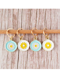 Set of 4 stitch marker rings - Daisy