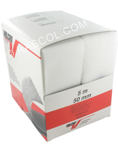 VELCRO® Brand sew-on white 50 mm wide box of 5 meters