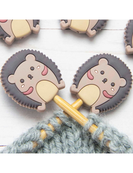 Stitch stoppers for knitting needles - Hedgehog