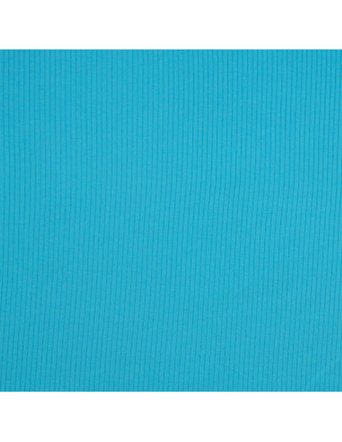 Ribbed cotton jersey fabric - Turquoise blue