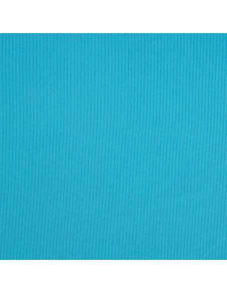 Ribbed cotton jersey fabric - Turquoise blue