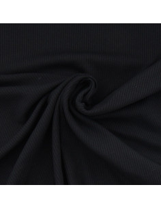 Ribbed cotton jersey fabric - Black