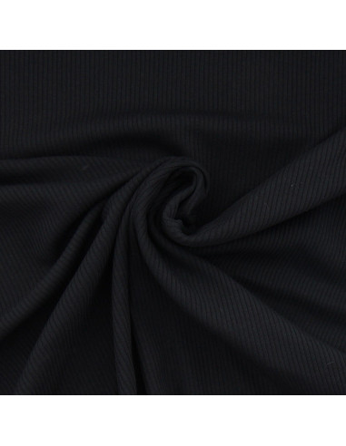 Ribbed cotton jersey fabric - Black