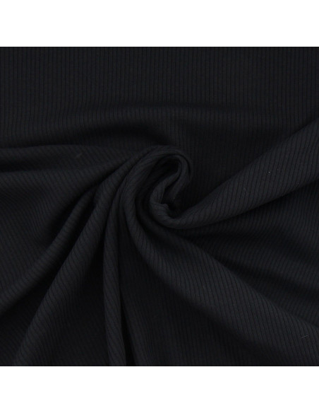Ribbed cotton jersey fabric - Black