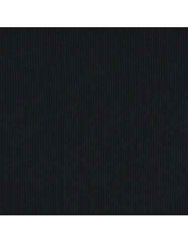 Ribbed cotton jersey fabric - Black