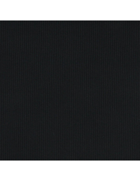 Ribbed cotton jersey fabric - Black