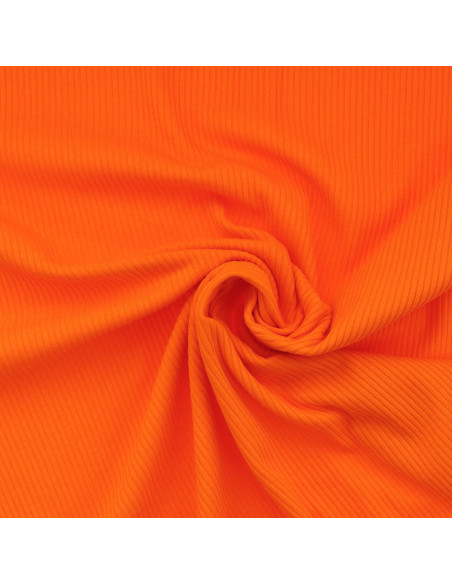 Ribbed cotton jersey fabric - Orange