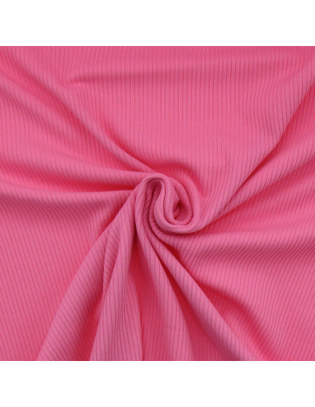 Ribbed cotton jersey fabric - Pink