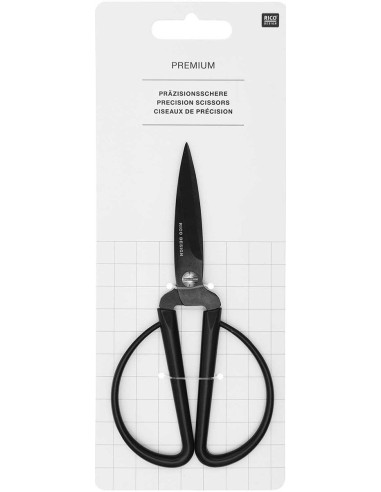 Rico Design precision scissors with large black rings, 14 cm