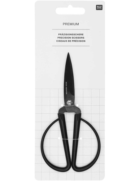 Rico Design precision scissors with large black rings, 14 cm