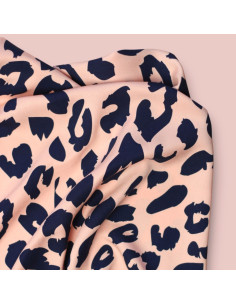 Viscose twill fabric - Urban Leo Peach and Indigo