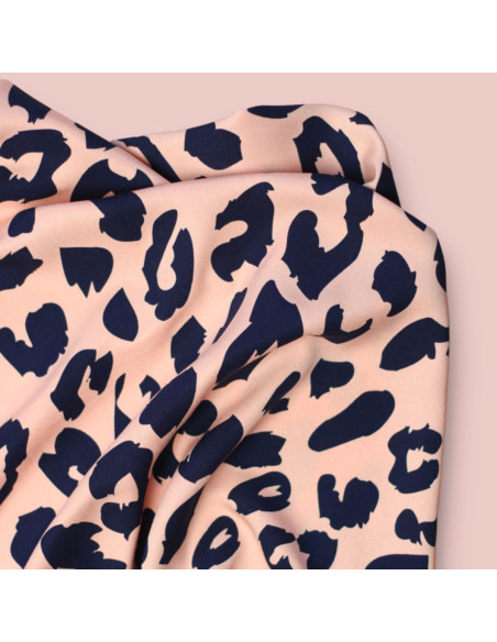 Viscose twill fabric - Urban Leo Peach and Indigo