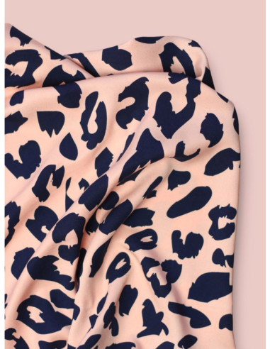 Viscose twill fabric - Urban Leo Peach and Indigo