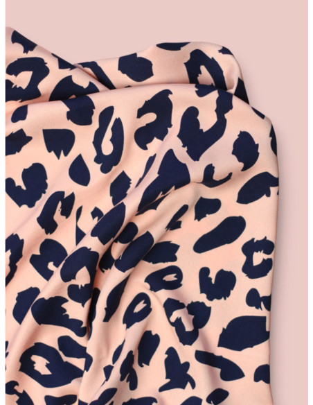 Viscose twill fabric - Urban Leo Peach and Indigo
