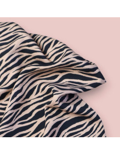 Viscose twill fabric - Zebra Dune and black