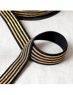 Elastic with 4 metal bands - Black and gold