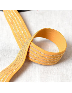 Elastic with 4 metal bands - Mustard and gold