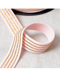 Elastic with 4 metal bands - Pink and gold
