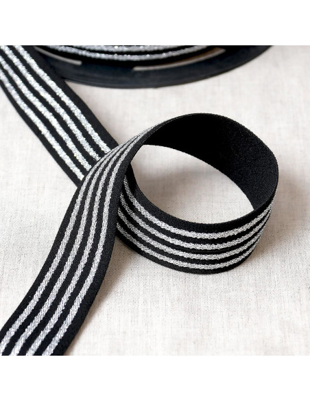 Elastic with 4 metal bands - Black and silver
