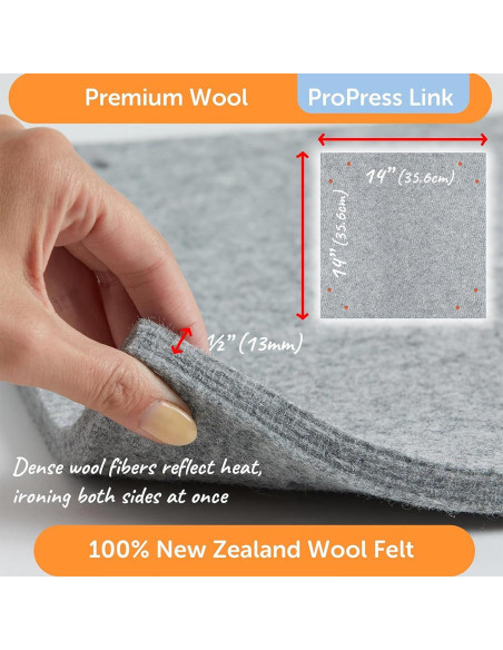 Pro Press Link Oliso 35 cm x 35 cm expandable wool ironing mat