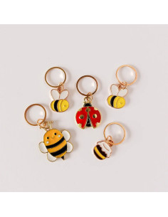 Set of 5 stitch marker rings - Bee Happy 2