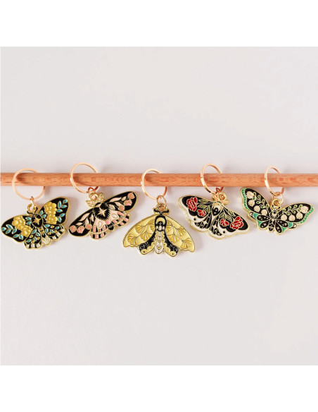 Set of 5 stitch marker rings - Butterflies