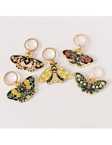 Set of 5 stitch marker rings - Butterflies
