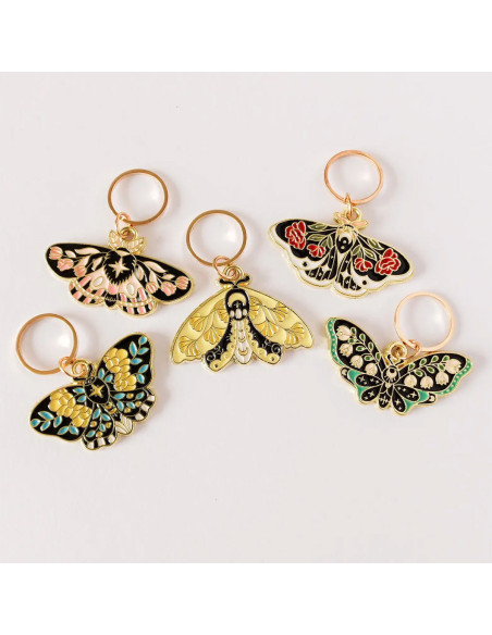 Set of 5 stitch marker rings - Butterflies