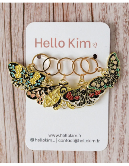Set of 5 stitch marker rings - Butterflies