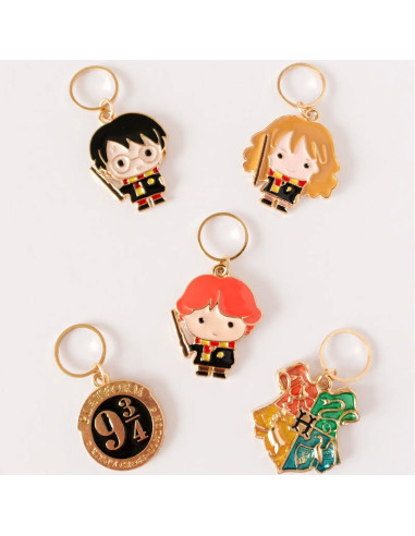 Set of 5 stitch marker rings - Little Wizards