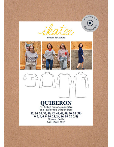 Quiberon T-shirt or Marinière Dress Pattern - Ikatee