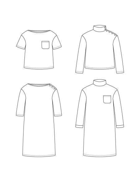Quiberon T-shirt or Marinière Dress Pattern - Ikatee