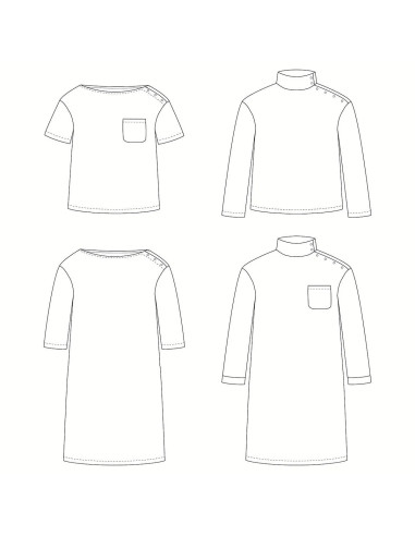 Quiberon Kids T-shirt or Marinière Dress Pattern - Ikatee