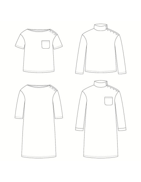 Quiberon Kids T-shirt or Marinière Dress Pattern - Ikatee