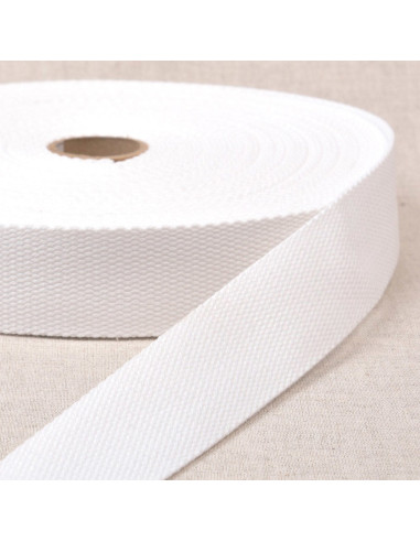 Polyester strap with cotton appearance - White