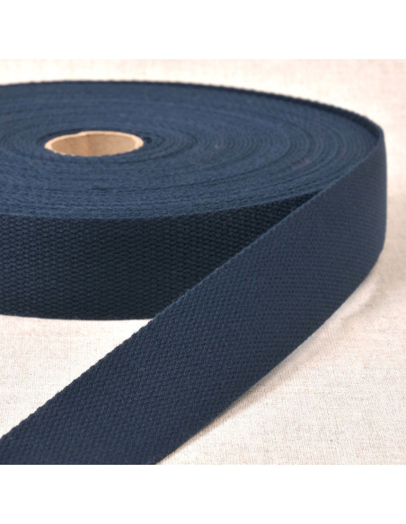 Polyester strap with cotton appearance - Navy blue