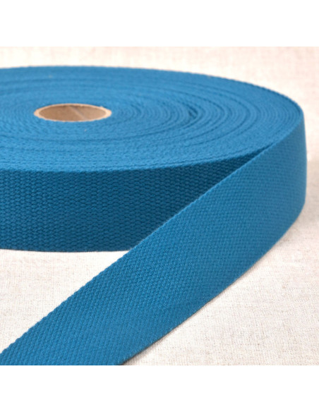 Polyester strap with cotton appearance - Teal blue