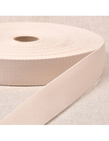 Polyester strap with cotton appearance - Ecru