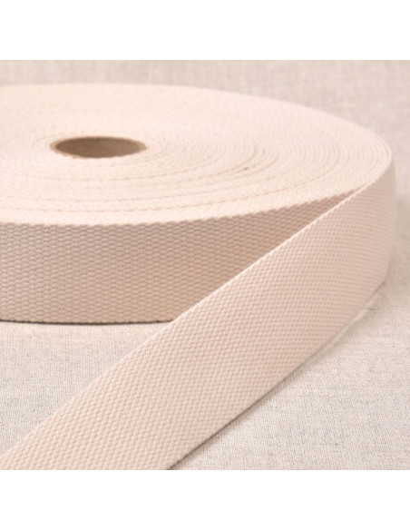 Polyester strap with cotton appearance - Ecru