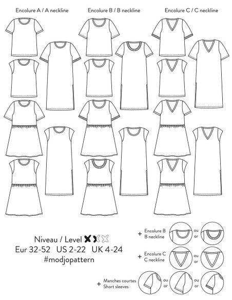 Modjo T-shirt and Dress Pattern - Atelier Scämmit