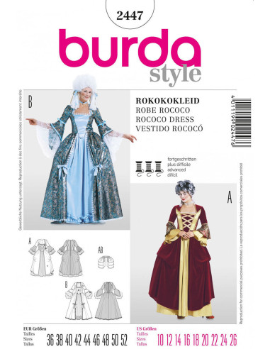 Rococo dress pattern - Burda 2447