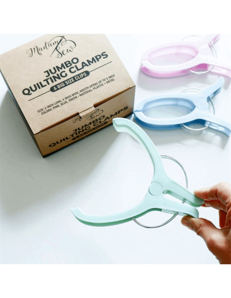 Set of 6 extra-large quilting clips Jumbo Madam Sew