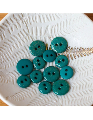 Glitter button 2 holes - Emerald