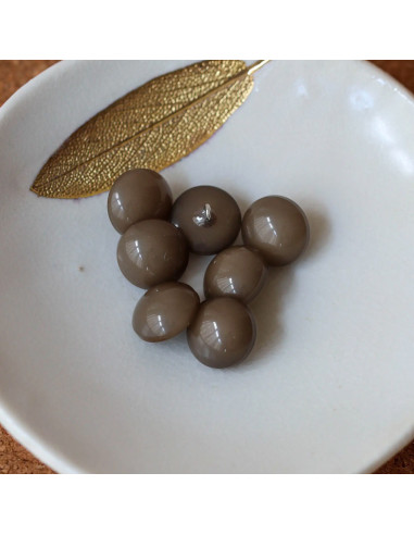 Half-sphere button with tail - Khaki